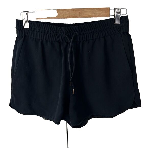Everlane Shorts Size 8 Black Pull On Elastic Tie Waist Pockets Triacetate Staple - Picture 1 of 5
